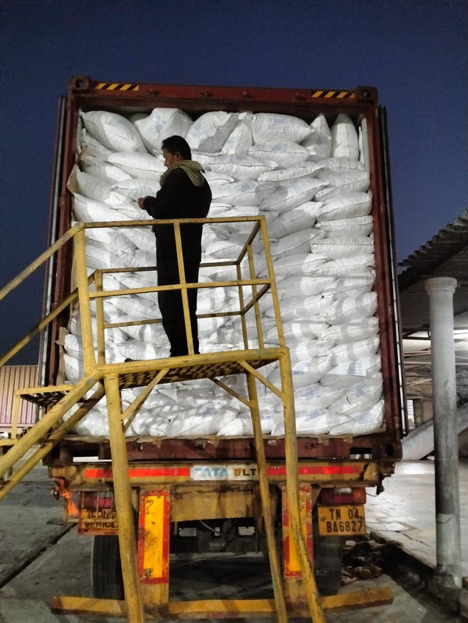Container loading at night